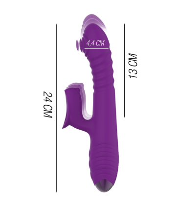 VIBRADOR MULTIFUNCIÓN RECARGABLE UP & DOWN CON ESTIMULADOR DE CLITORIS MORADO