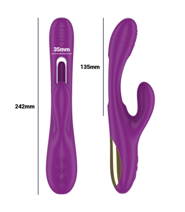 ATENEO VIBRADOR MULTIFUNCIÓN RECARGABLE 7 VIBRACIONES CON LENGUA OSCILANTE Y SUCCIONADOR MORADO