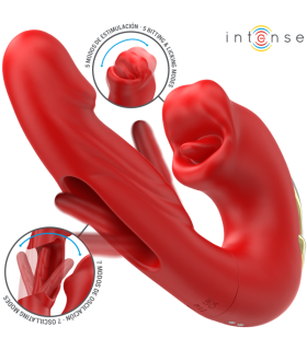 INTENSE - NATHY VIBRADOR DOBLE CON BOCA ESTIMULADORA MULTIFUNCIÓN ROJO