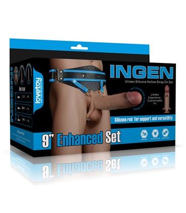 LOVETOY Ingen Arnés Ajustabe con Dildo Hueco 9" Enhanced Set XS/S/M
