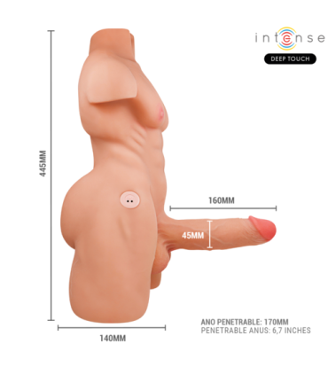 INTENSE DEEP TOUCH - MARTY TORSO CON ANO Y DILDO REALÍSTICO CON EMPUJE Y VIBRACIÓN CONTROL REMOTO 6.2 KG